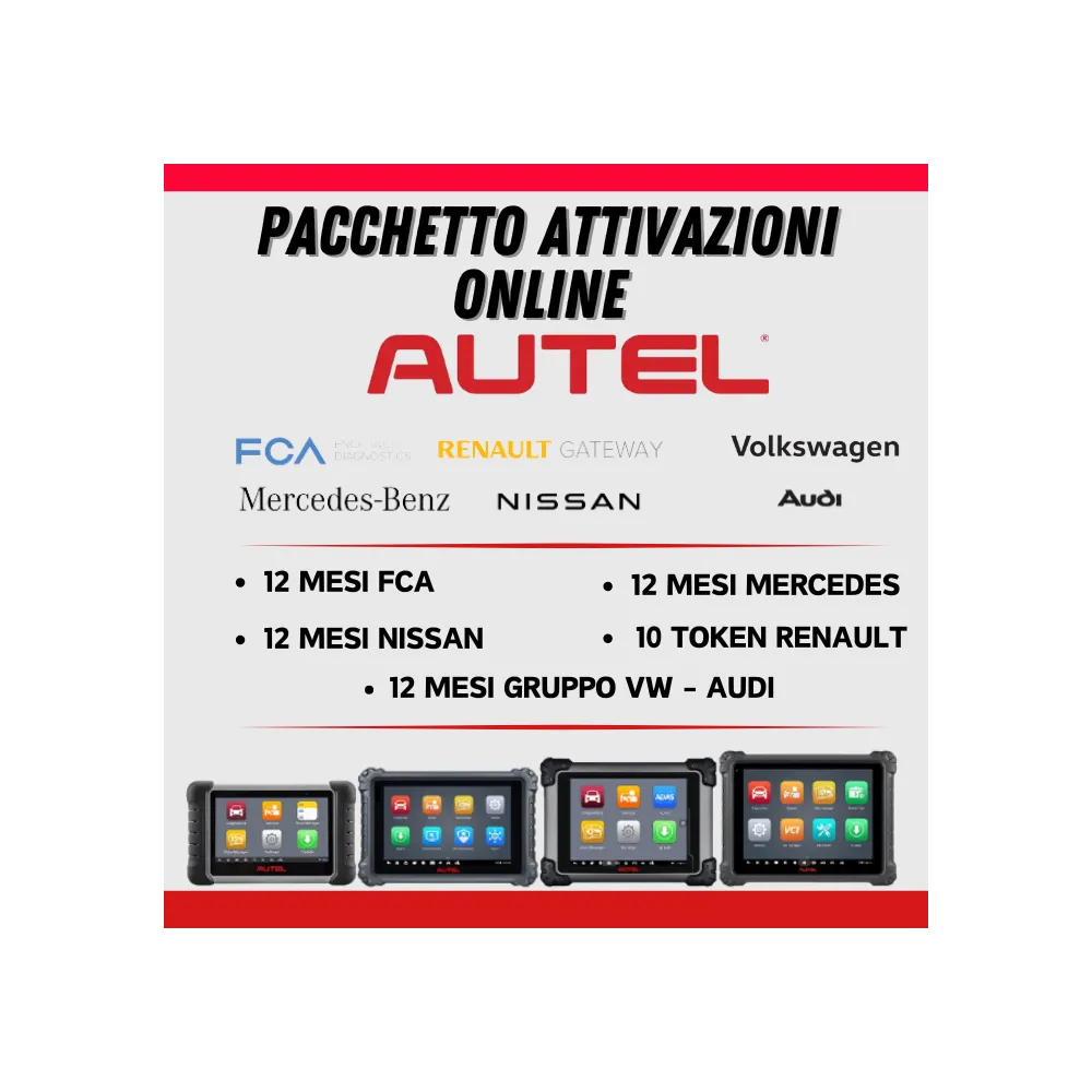 Pacchetto Completo Accessi Online - Sblocco SGW per FCA, Nissan, Renault, Mercedes e Gruppo Volkswagen (Solo AUTEL)